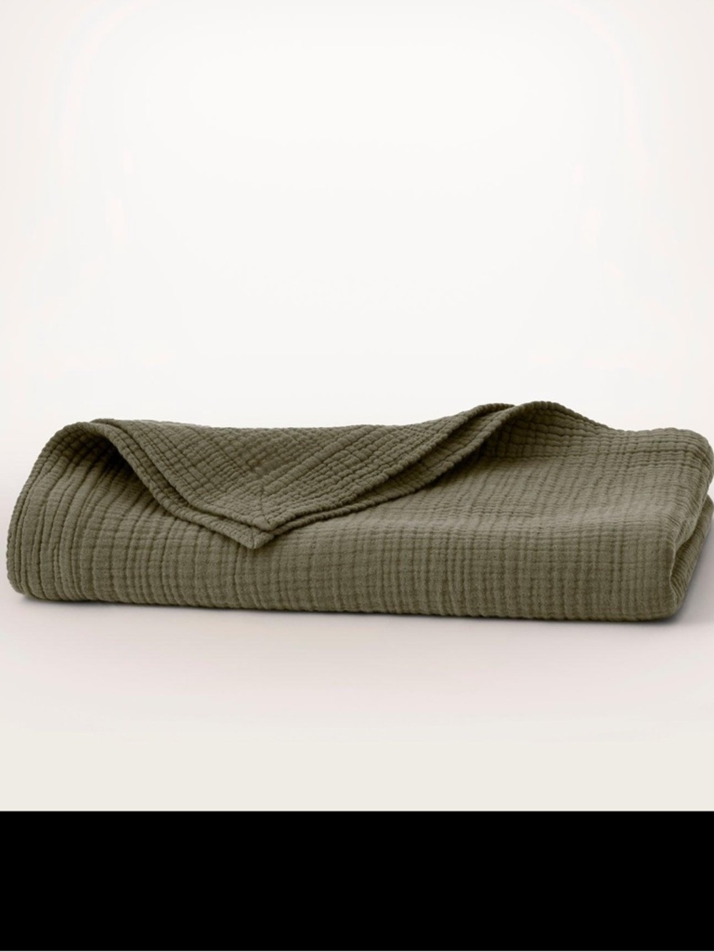 Boll & Branch Dream Throw Blanket Pine Green Organic Cotton NWT